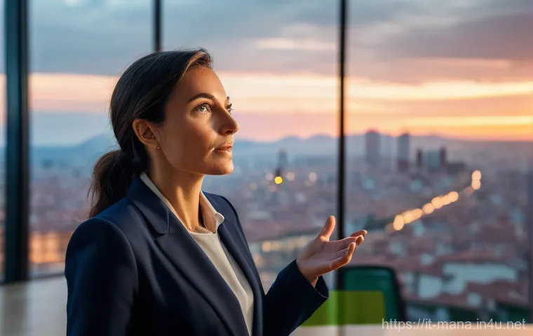 경영지도사와 국제 비즈니스 매너 - A professional female business consultant, dressed in smart business attire, stands confidently in a...