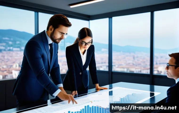 경영지도사와 프로젝트 관리 사례 - **Prompt:** A dynamic scene depicting a diverse team of Italian business professionals, including a ...