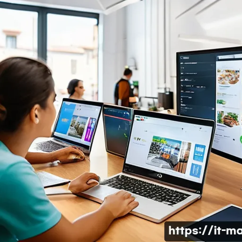 경영지도사와 중소기업 경영 전략 성공 사례 - A modern small business office scene in Italy, showcasing a diverse team of professionals analyzing ...