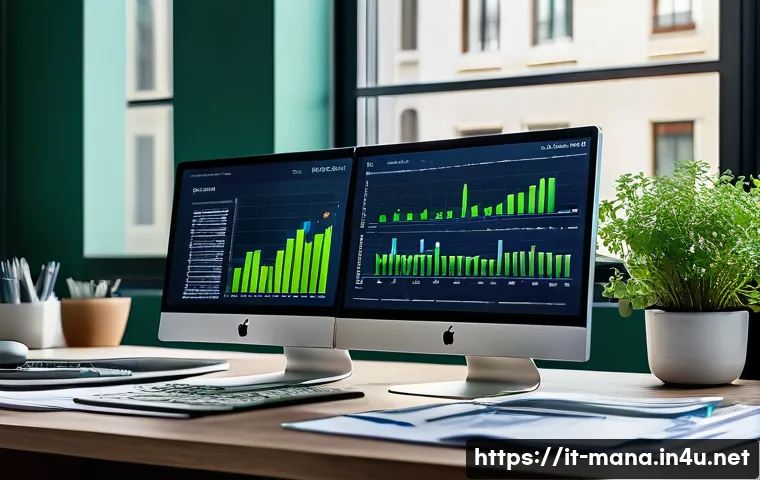 경영지도사와 투자 계획 분석 - A detailed, professional financial analyst’s workspace showing multiple computer screens with comple...