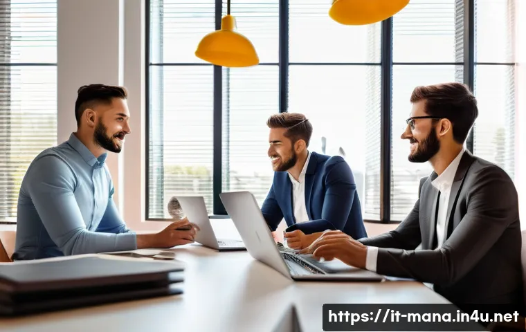 경영지도사와 고객 만족도 향상 프로젝트 - A modern Italian office environment showing a diverse team of professionals engaged in active listen...