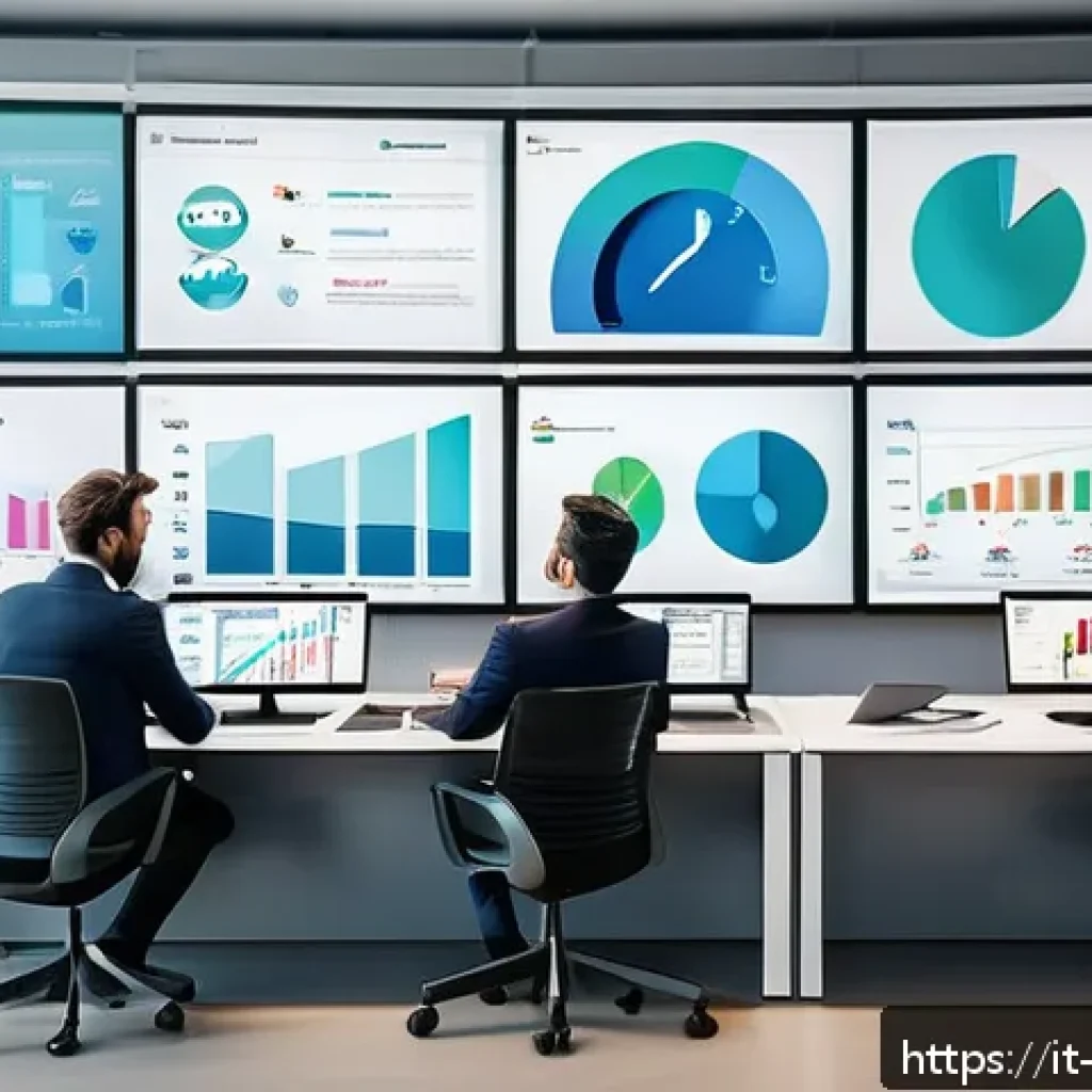 경영지도사와 데이터 기반 의사결정 - A modern Italian office setting with a diverse team of professionals analyzing colorful, interactive...