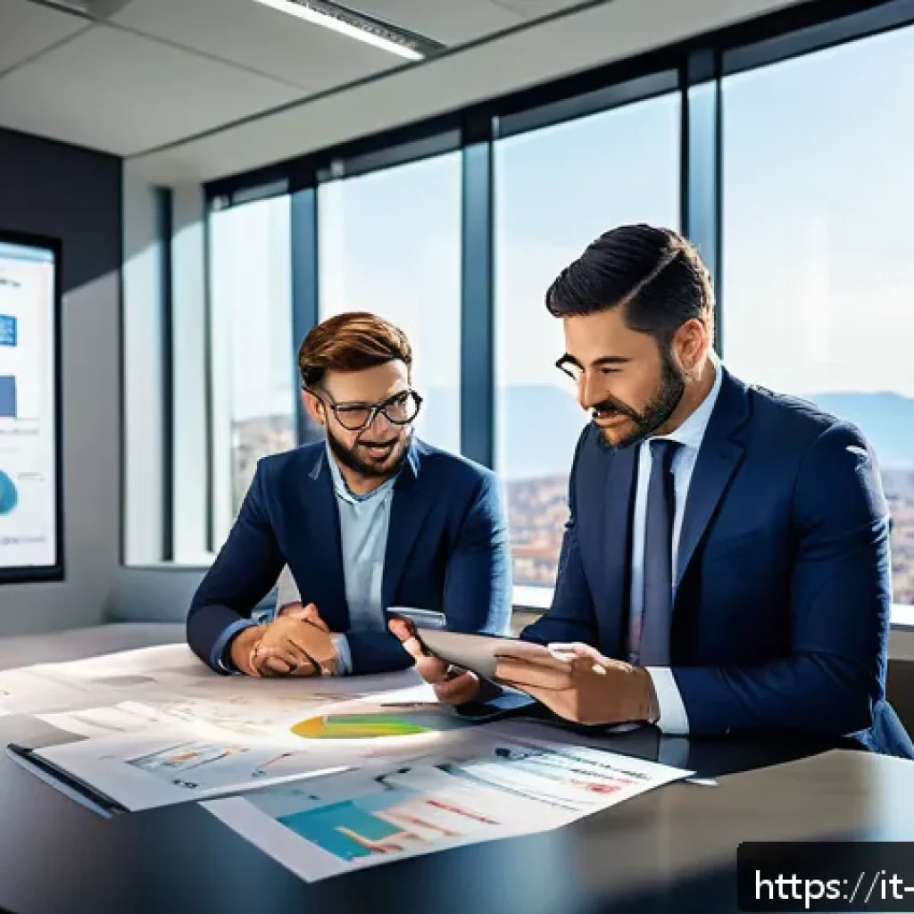 경영지도사 실무 사례 공유 - A modern Italian small manufacturing company&rsquo;s conference room scene where a diverse team of consult...
