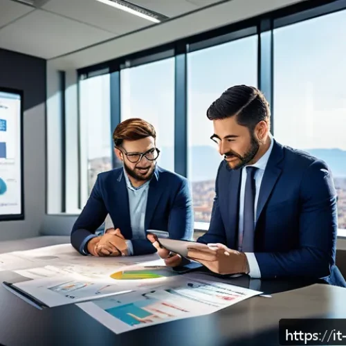 Home 32 경영지도사 실무 사례 공유 - A modern Italian small manufacturing company’s conference room scene where a diverse team of consult...