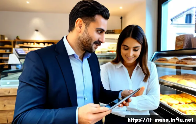 경영지도사와 디지털 전환 사례 - Photorealistic Italian small-business digital transformation consultation, experienced business advi...